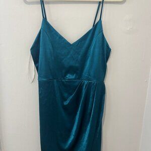 LULUS BLUE SATIN MINI DRESS- SIZE L